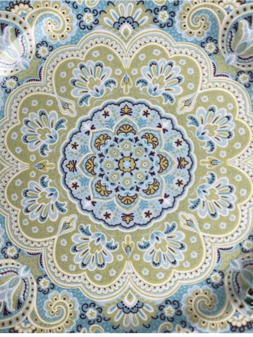 Single 222 Fifth LYRIA TEAL Porcelian Paisley luncheon plate 8.5/8" Scalloped - Picture 4 of 12